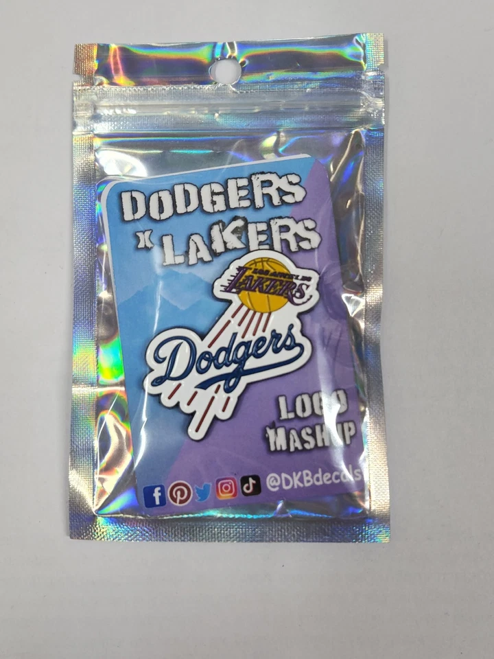 LA Dodgers x LA Lakers Logo Mashup 2 inch Metal Enamel Pin - Image 3 of 4