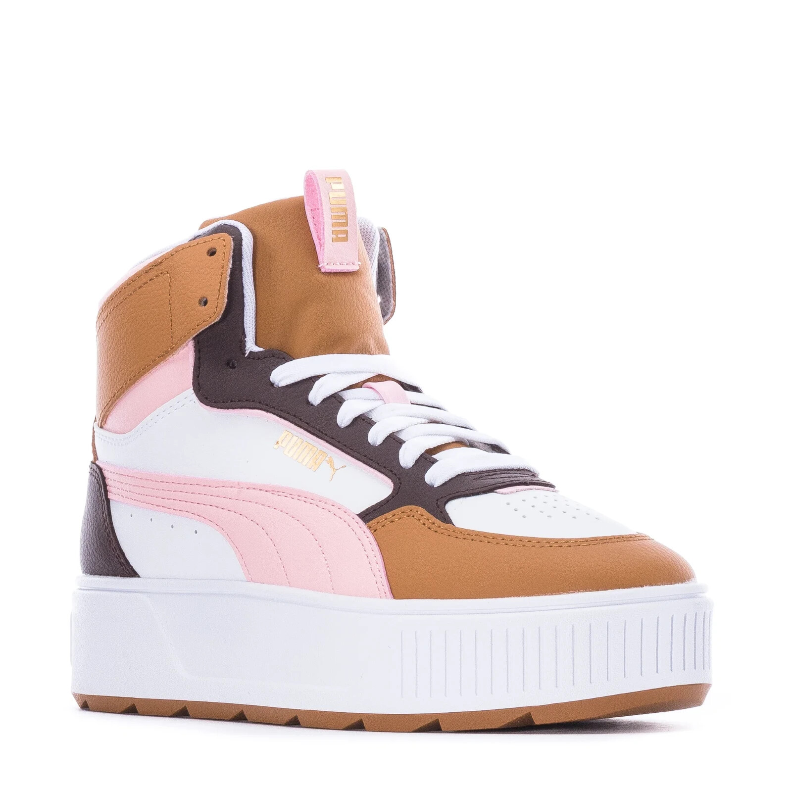 PUMA KARMEN REBELLE 2" HI PLATFORM UNISEX MEN 7 = WOMEN 8.5 WHITE/COCO SHOES NEW