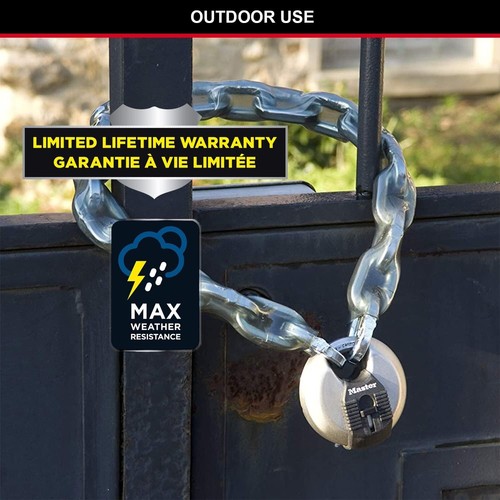 MASTER LOCK 80mm Large Stainless Steel Disc Heavy Duty Padlock Outdoor M50D - Picture 3 of 6