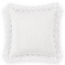 Annabella White Ruffle Solid Cotton 18 In. X 18 In. Throw Pillow