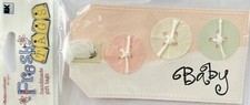    3D BABY Embellishment STICKER girl boy ribbon pink green shower gift tag