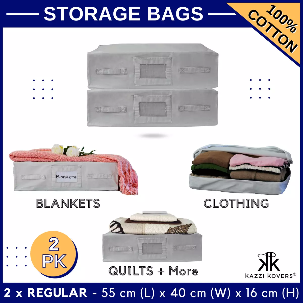Storage Bags for Quilt Blanket Bedding Pillows Clothes Organiser