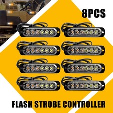 8pcs 6-led Strobe Lights Flashing Warning Beacon White Amber 12v For Car Trucks 8pcs 6-led Strobe Lights Flashing Warning Beacon White Amber 12v For Car Trucks