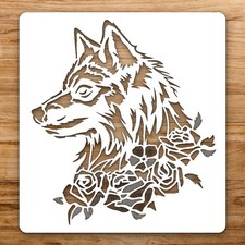 Wolf Head And Large Reusable Wall Stencil For Painting DIY Home Decor Template