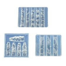 Plantillas de uñas artísticas molde de silicona en relieve 3D para arte en uñas artesanía