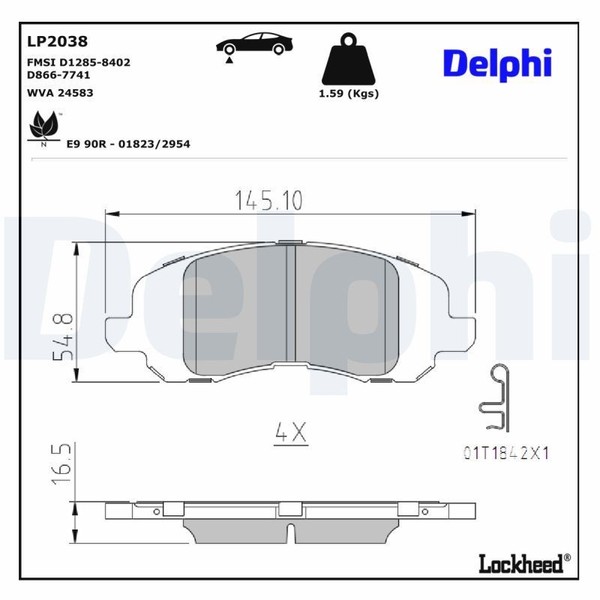 Delphi Bremsbelagsatz, Scheibenbremse LP2038 FüR Chrysler Dodge Jeep Lancia-image