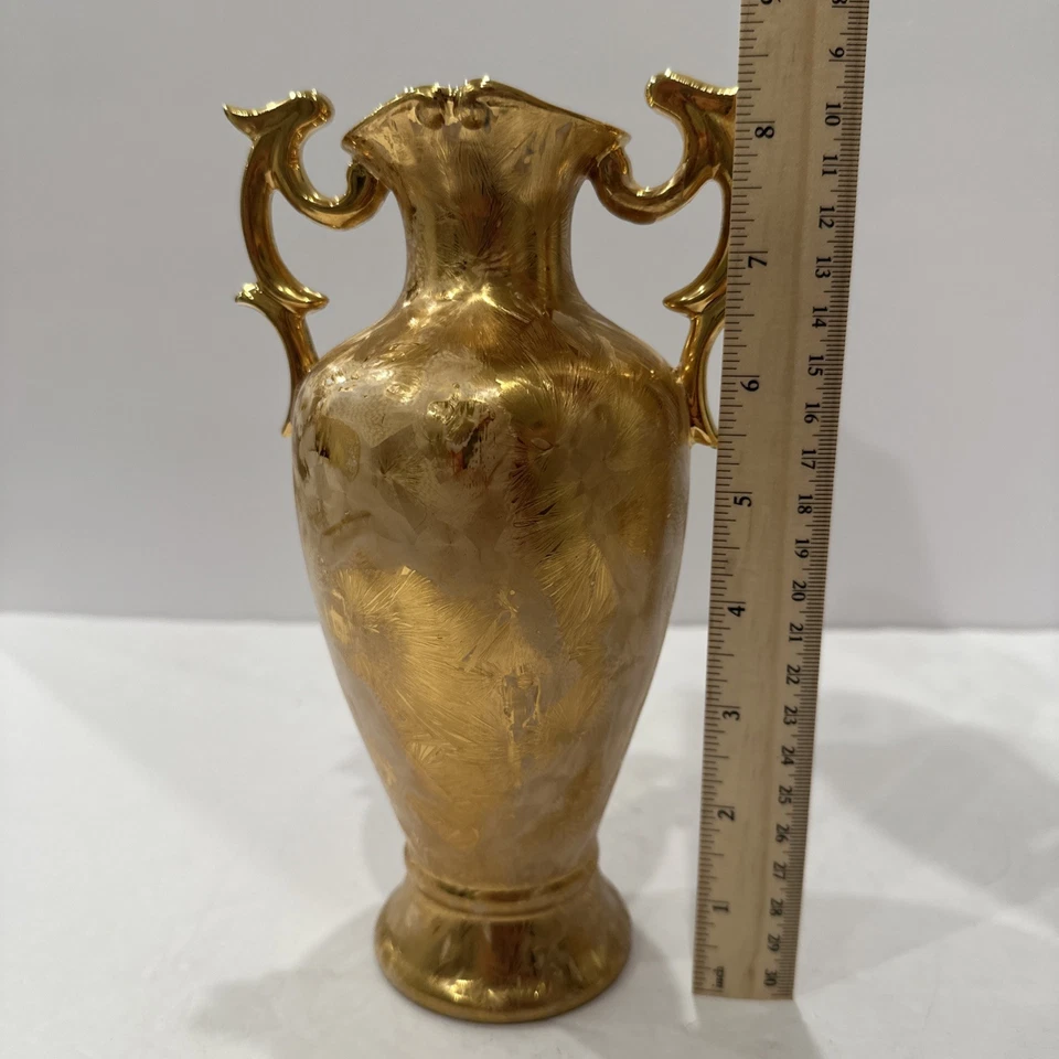 Jarrón base 2 manos, jarrón jarra, patinadores de sal y pimienta colores dorados Foto 3 de 4