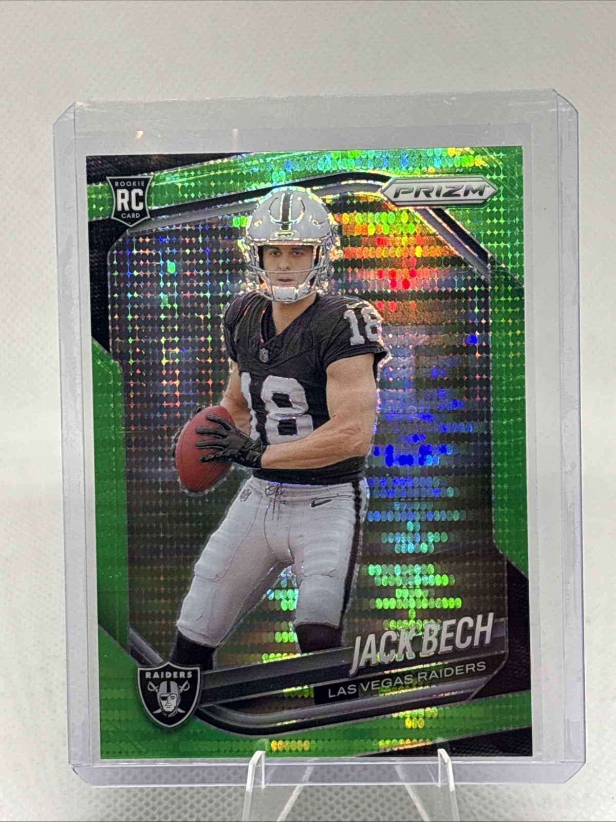 2025 Panini Prizm - Jack Bech #346 Neon Green Pulsar Prizm (RC). Raiders