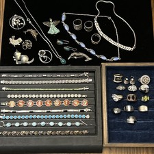 Estate Sterling Silver JEWELRY LOT Rings Tennis Bracelet Larimar Diopside 302g