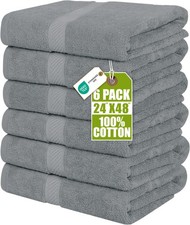 6 Pack Medium Bath Towel Set, 24 by 48 Inches, 500 GSM 100 Ring Spun Cotton,...