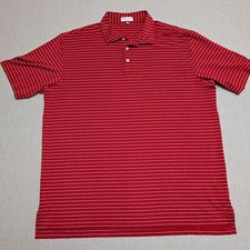 Peter Millar Polo Shirt Mens 2XL Red Stripe Summer Comfort Golf Performance XXL