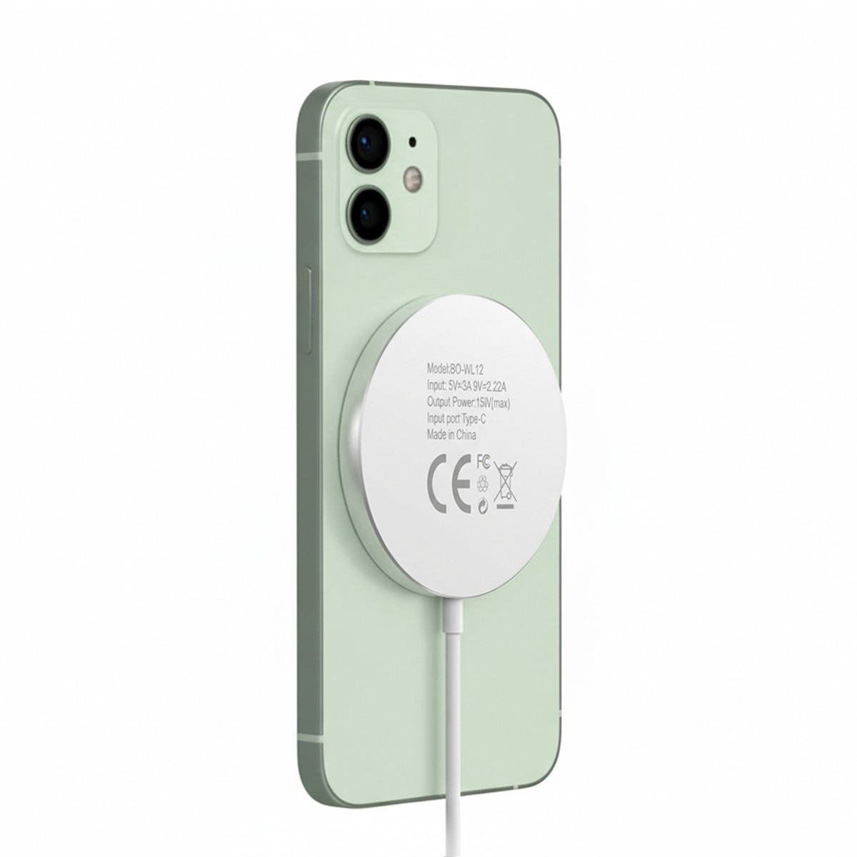 Chargeur magnétique 15W Mayaxess blanc induction induction rapide