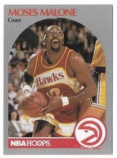1990-91 NBA Hoops Basketball Moses Malone Card #31 Atlanta Hawks MVP HOF