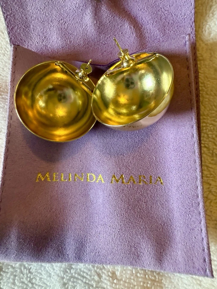 Melinda Maria Gold Dome “She’s So Smooth” Button EarringsNWT - Image 2 of 2
