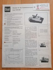 HIFI Tonabnehmersystem Anleitung - Dual CDS 650