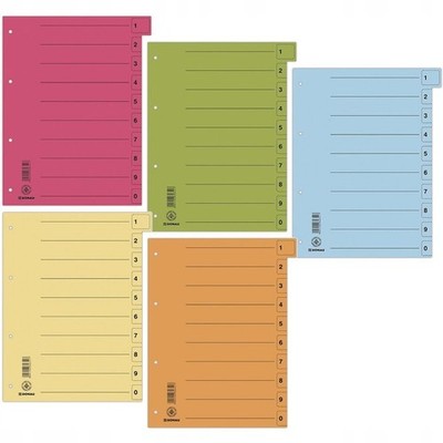 A4 Register 235x300mm 0-9 Cardboard Recycling Paper 1 Pc