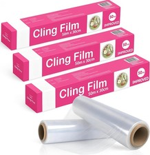 Cling Film Refill & Dispenser 3pk (30cm clingfilm x 50m Each) Catering Cling Fi