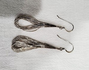 10 Strand Liquid Sterling Silver Loop Earrings 4.41 grams silver