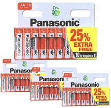 AA 40x AA Genuine Panasonic Zinc Carbon Batteries New R6 1.5V Longest Expiry UK 0.31 per battery
