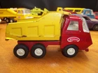 Tonka Mini Tonka Dump Truck Pressed Steel 5" Red Yellow USA Vintage 1970s