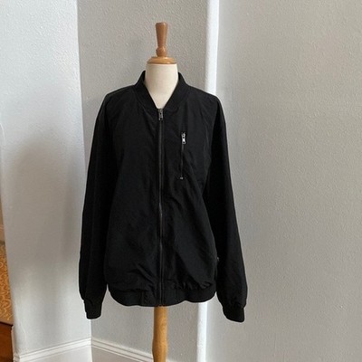 H M Bomber Jacket Mens L Black Minimalist Streetwear Preppy Classic Casual