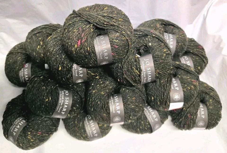 LOT 17 Balls JO SHARP SILKROAD Aran Tweed Yarn IVY 116 Wool Silk Cashmere LUXURY - Image 2 of 4