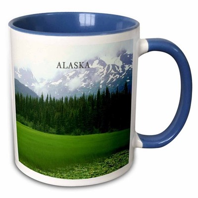 3dRose Beautiful Moose Pass Alaska Two Tone Blue Mug 11oz Travel Scenic Gift