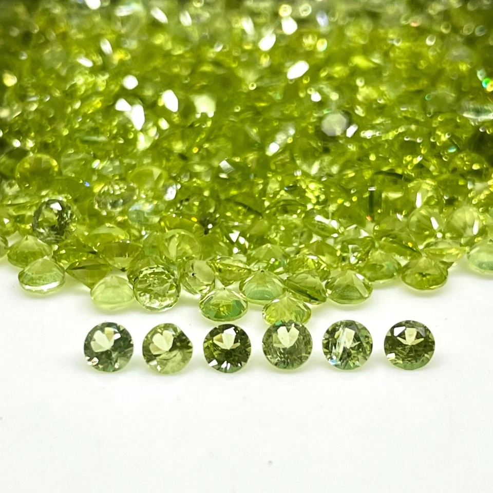 100 Stück Natürlich Peridot 3mm Rund Schliff Lose Unbehandelt Edelsteine - Bild 4 von 4