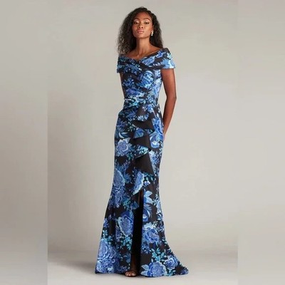 TADASHI SHOJI 黒と青の花柄タイトドレス s-l400.jpg
