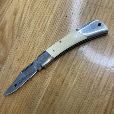 IC.CUT Silver Moose Folding Back Lock Knife Stainless Steel