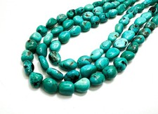 Natural Blue Kingman Turquoise Smooth Nugget Pebble Gemstone Beads PGS243