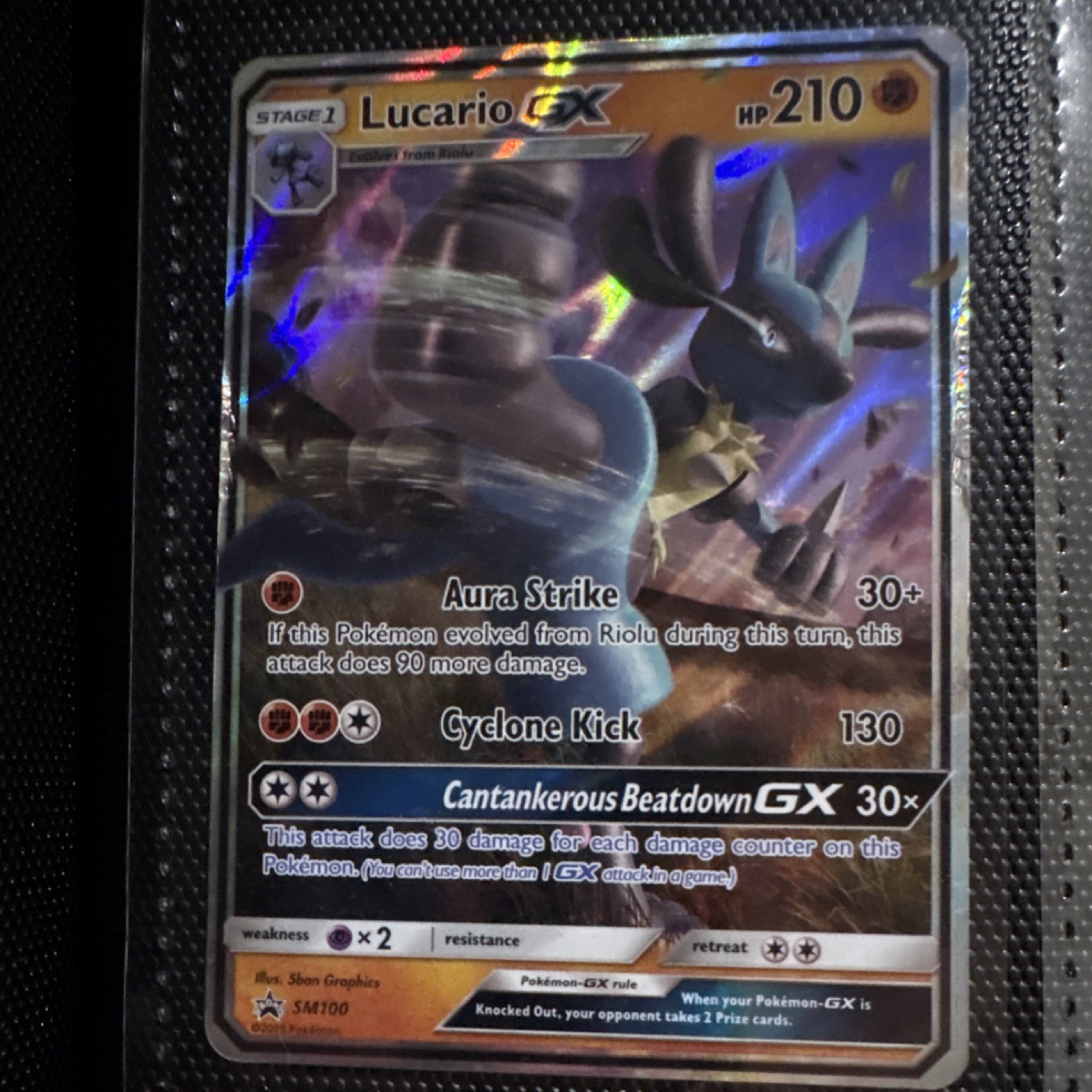 Pokémon Lucario GX SM100 Holo Pokémon-GX Card English 2017 Standard Size