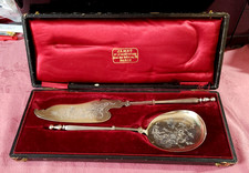 COUVERT service GLACE XIXè ARGENT vermeil JAMET ciselé FLEUR OISEAU manche russe