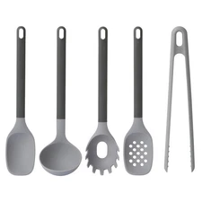 LEO 5Pc Cooking Utensil Set, Heat-resistant Silicone, Soft-touch Safe Grip Ha...