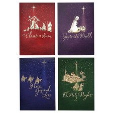 Religious Christmas Cards Boxed Assortment 4 Designs 24 Cards with Envelopes