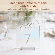 10 PCS Clear Arch Wedding Table Numbers 110 7x5 Inch Acrylic Signs Stands