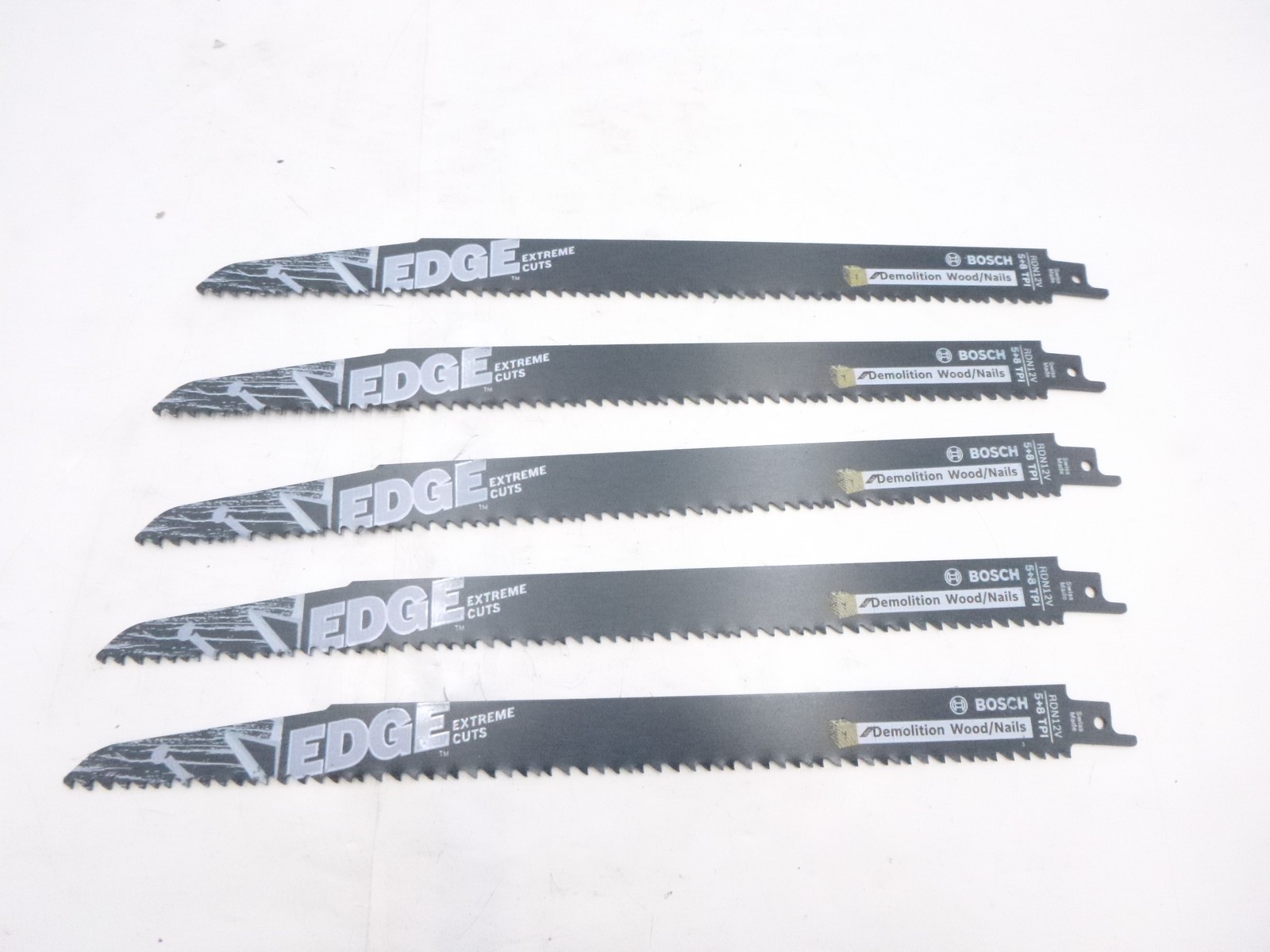 5 Pack Bosch RDN12V Reciprocating Saw Blade Wood Demolition 5/8TPI 12"OAL