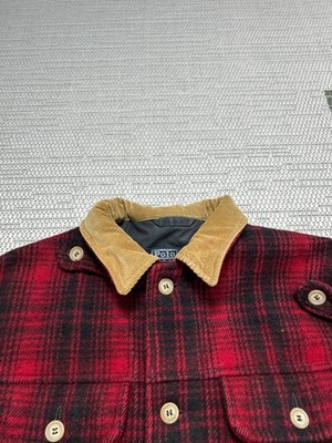 Vtg Polo Ralph Lauren Mackinaw Jacket Mens Medium Red Black Wool