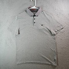 Ted Baker Polo Shirt Men Size 5 Short Sleeve Stretch Gray