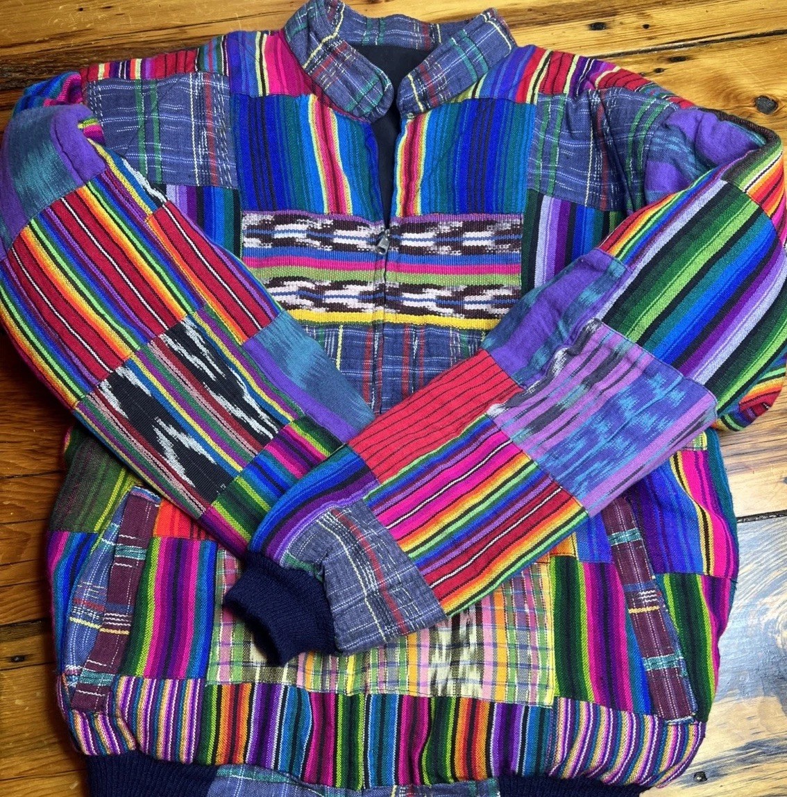 Vintage 90s Patchwork Bomber Jacket Guatemalan Se… - image 1
