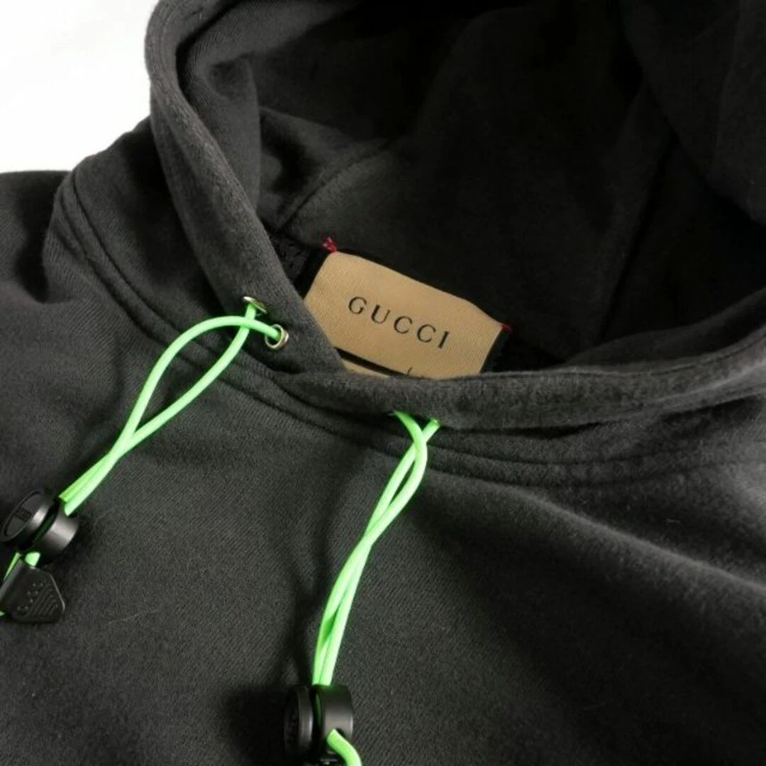 Gucci FELPA CON CAPPUCCIO ZIP MONOGRAM LOGO pullover manica lunga XS nero 752154 usata b371e7e