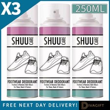 3 x SHUU & BOOT DEODORANT SPRAY 250ML SMELL REMOVER FOR SHOES NEUTRALIZES ODOR