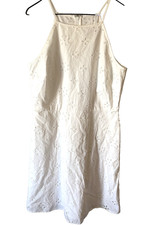 LOFT ANN TAYLOR FIT FLARE KNEE LENGTH WHITE EYELET LINED DRESS SZ 4