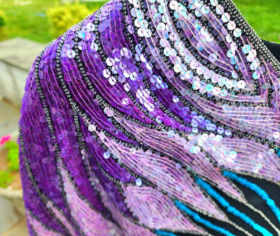 Top vintage colorido mariposa bohamiana cuentas pesadas. talla grande  Foto 2 de 4