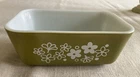 Vintage PYREX 502 Spring Blossom Green Crazy Daisy Refrigerator Dish ~ No Lid