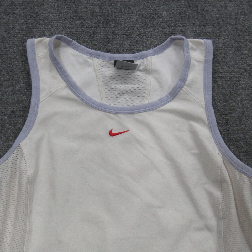 Camiseta de tirantes para correr Nike Dri-FIT talla grande Blanco Rojo Paneles de malla Camiseta deportiva Foto 2 de 4