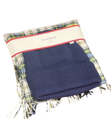 Men's Beanie & Scarf Set White/Green MSRP $40