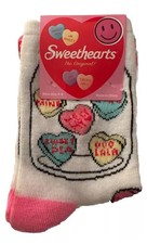 Valentine's Day Sweethearts Adult Novelty Crew Socks Womens Size 5-9 White 