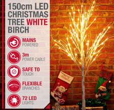 White Birch Twig Christmas Tree With Warm White Lights Pre-Lit Grade A Used 
