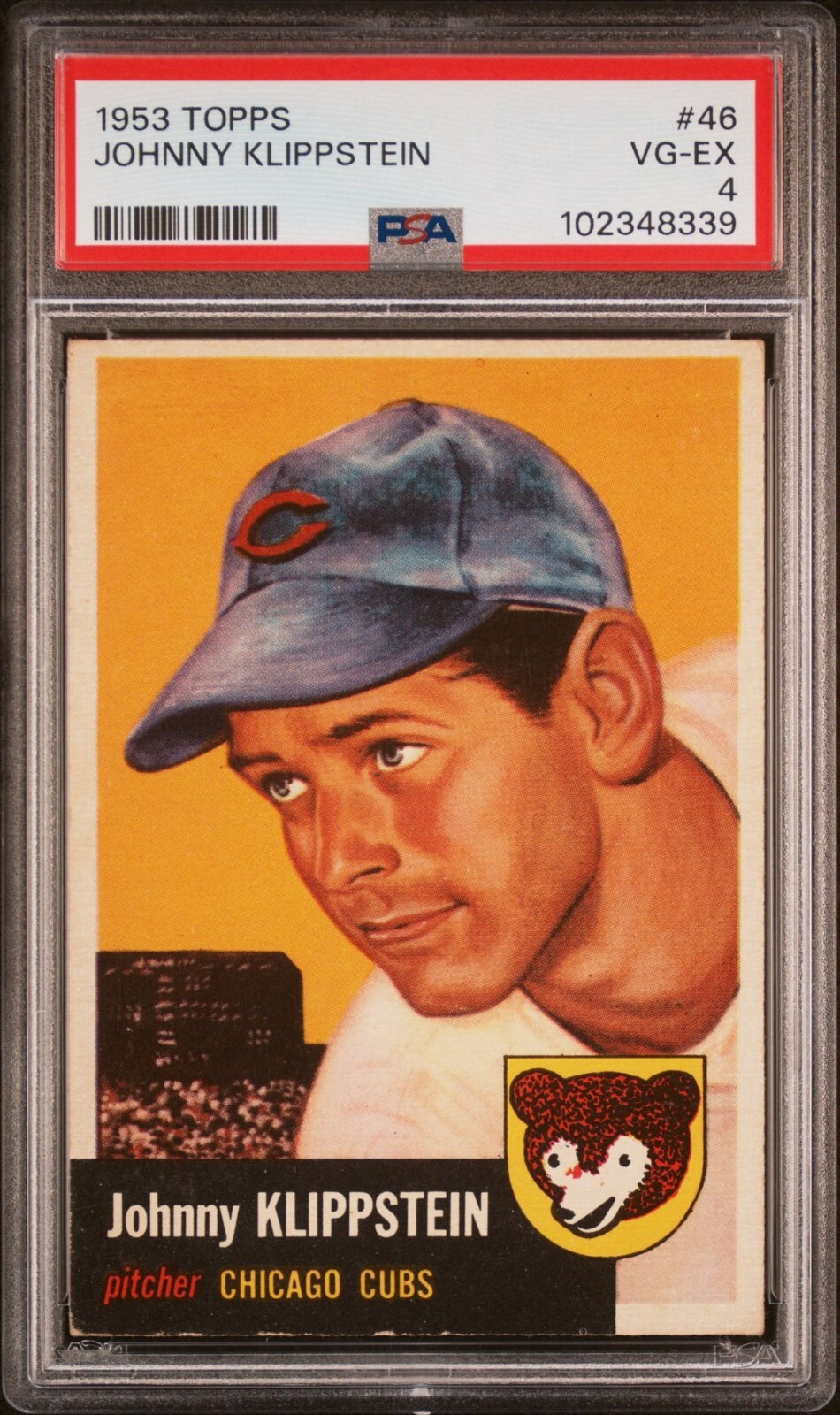 1953 Topps Johnny Klippstein DP #46 Chicago Cubs PSA 4 J1